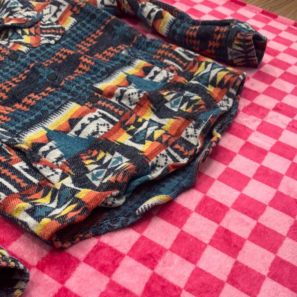 Rock & Roll Denim Colorful Pattern Button Down Shirt - Picture 4 of 7
